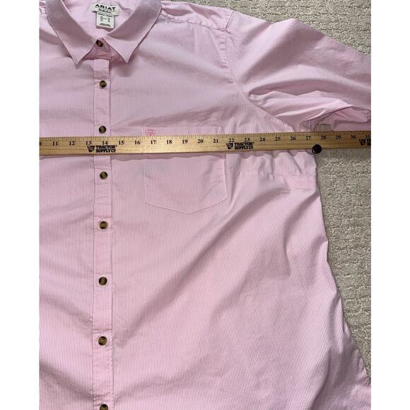 Ariat Women’s Long Sleeve Button Up Shirt Lot 3X Pink Pinstripe Green Plaid West - Picture 8 of 11